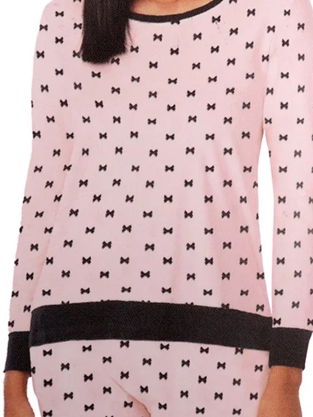 kate spade Pink Pajama Set with Black Bow Print